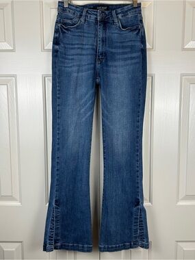 Judy Blue Medium Blue Flare Jeans - Wide Leg Split Hem
